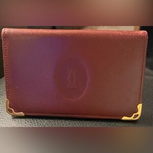 Cartier Embossed Maroon Leather Wallet with Monogram